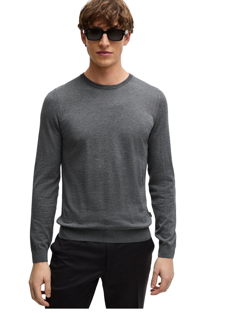 Boss Men's Charcoal Grey wool  Crewneck Sweater. Size S